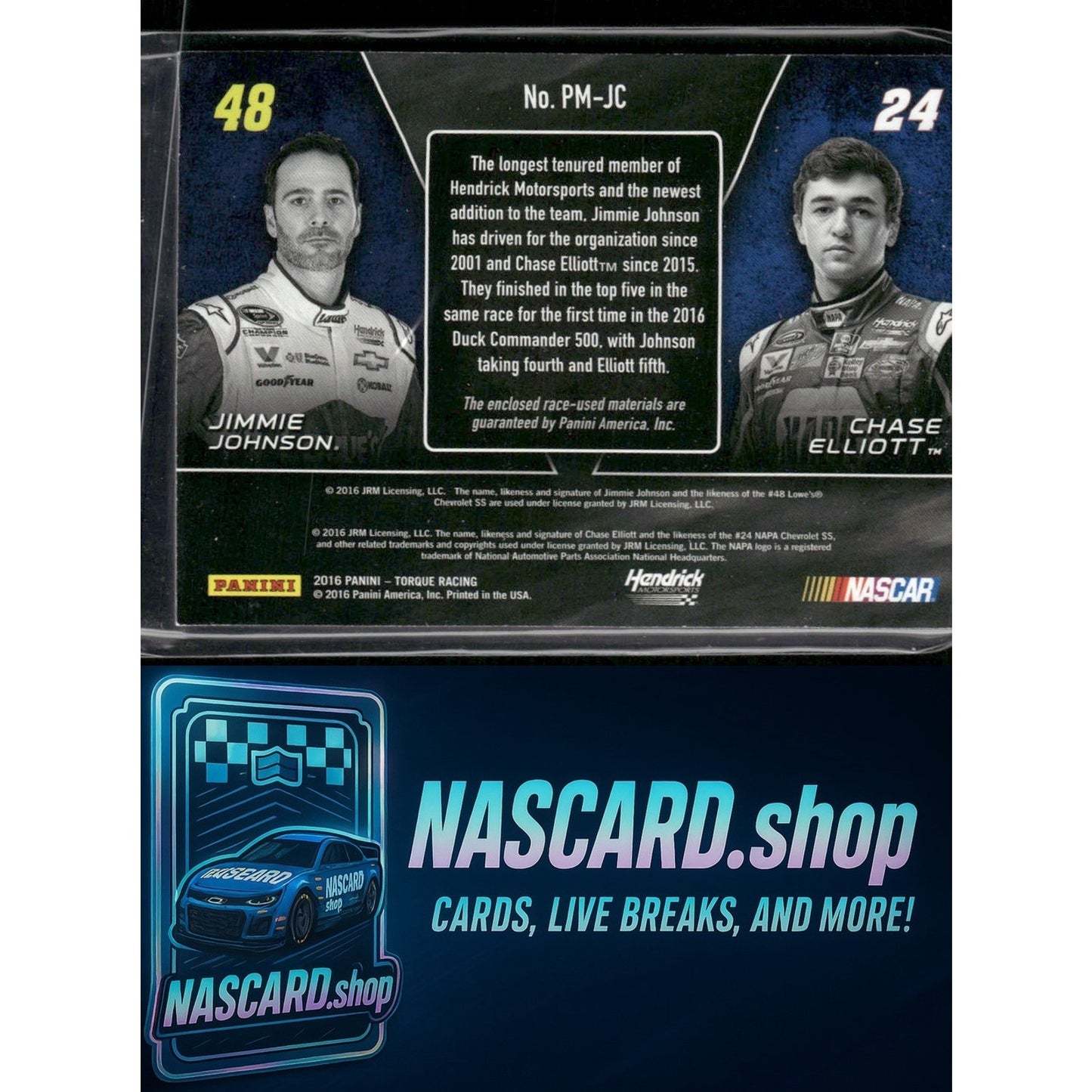 2016 Panini Torque Jimmie Johnson / Chase Elliott Pairings Materials Purple #/10 - Card Gorilla