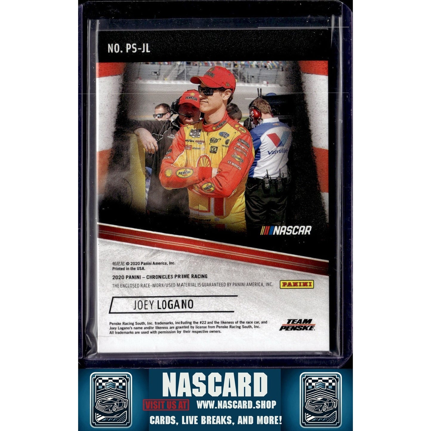 2020 Panini Chronicles #PS-JL Joey Logano Prime Swatches - NASCARD.shop