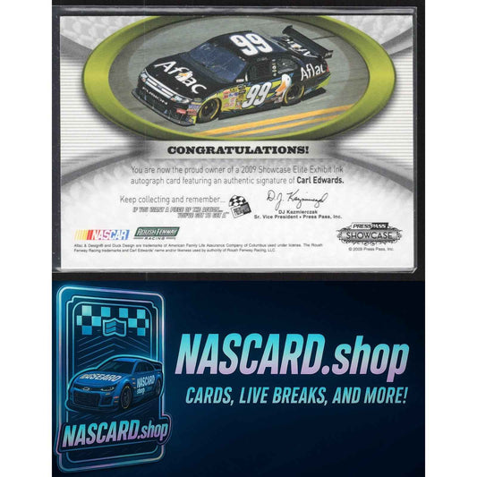 2009 Press Pass Showcase #NNO Carl Edwards Elite Exhibit Ink Green #/5
