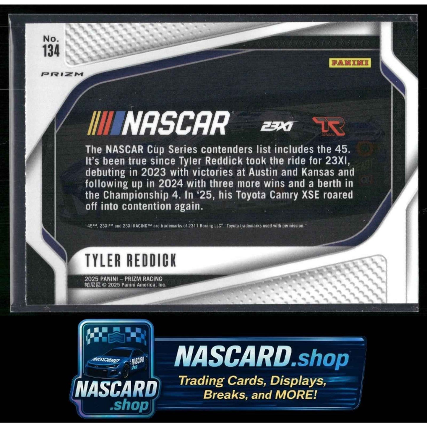 2025 Panini Prizm #134 Tyler Reddick White Sparkle