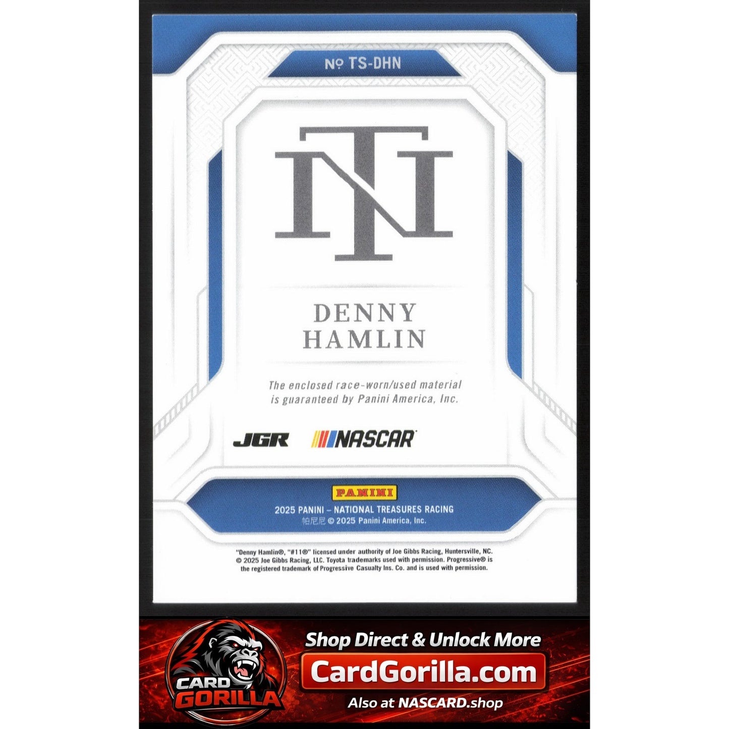 2025 Panini National Treasures #TS-DHN Denny Hamlin Treasured Swatches #/75
