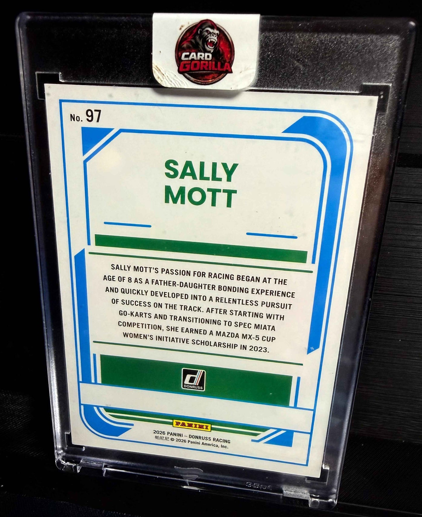 Sally Mott 2026 Donruss Racing Base Optic Rated Rookie Card