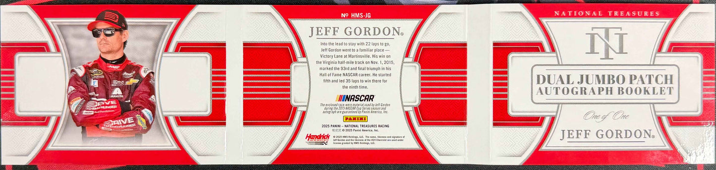 2025 Panini National Treasures Dual Jumbo Patch Autograph Booklet Jeff Gordon 1/1