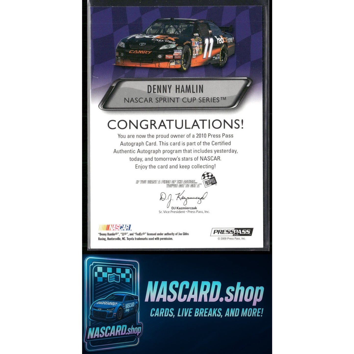 2010 Press Pass Denny Hamlin Autographs Chase Edition - NASCARD.shop