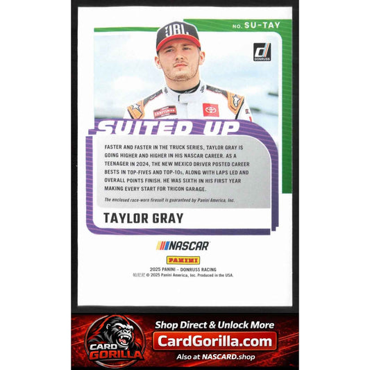 2025 Donruss #SU-TAY Taylor Gray Suited Up Swatches Blue Ice
