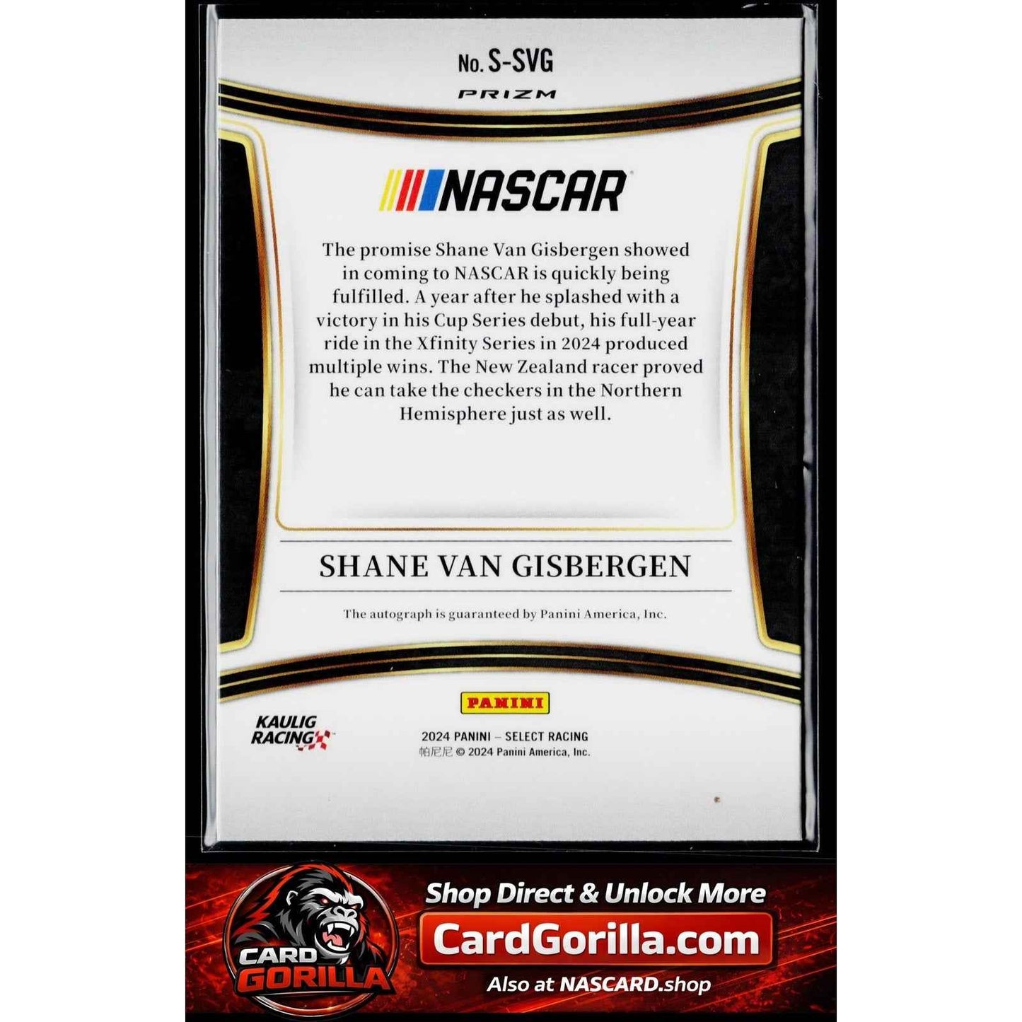 2024 Panini Select #S-SVG Shane Van Gisbergen Signatures RC