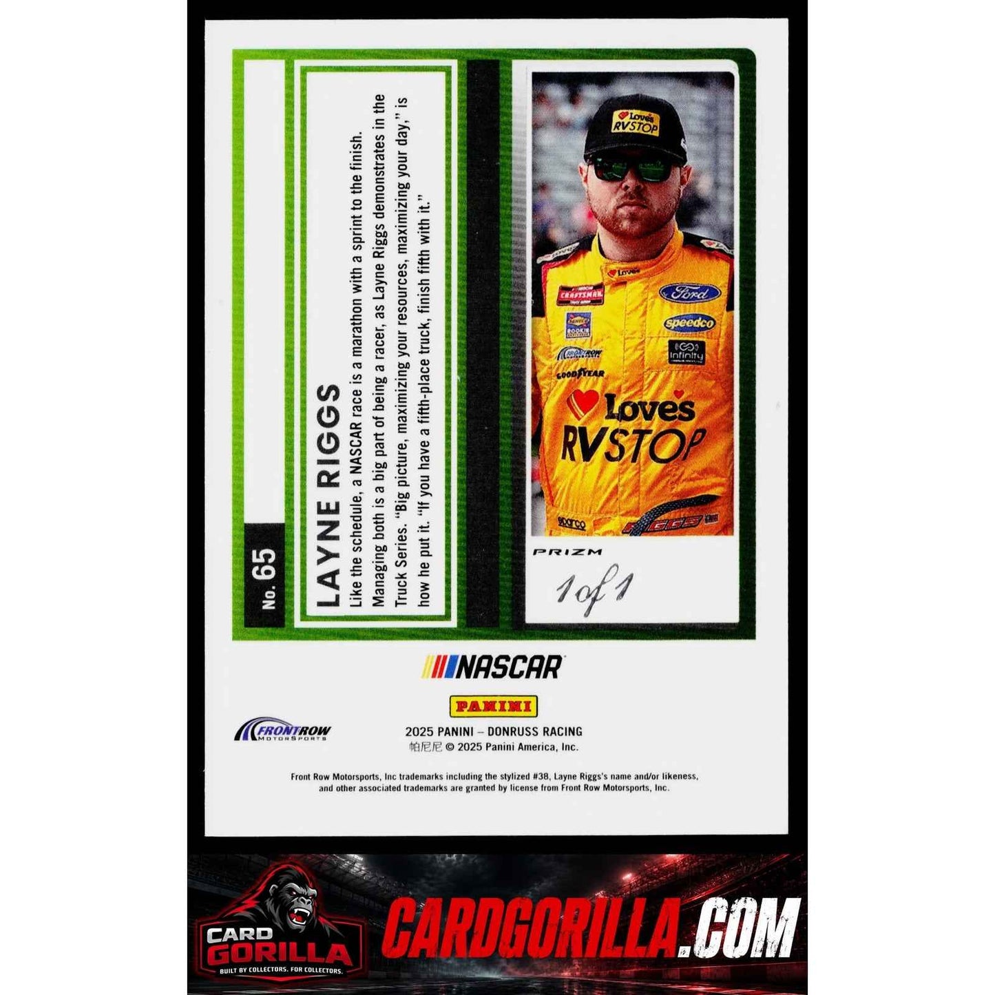 2025 Donruss #65 Layne Riggs Optic Gold Vinyl #1/1