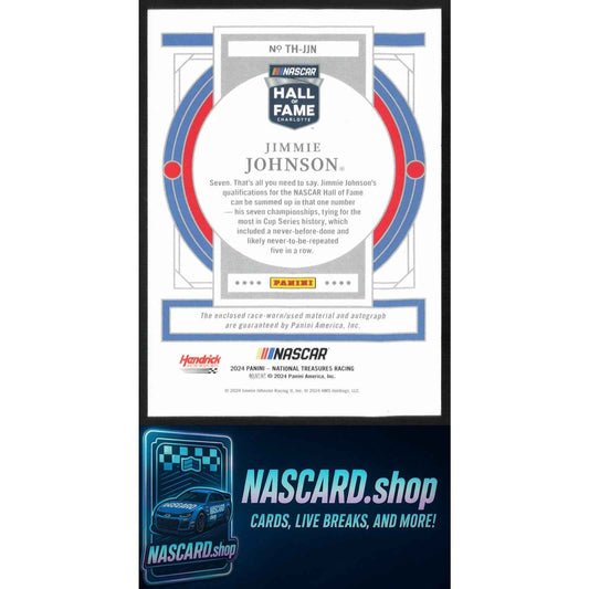 2024 Panini National Treasures #TH-JJN Jimmie Johnson Treasures Of The Hall #/99