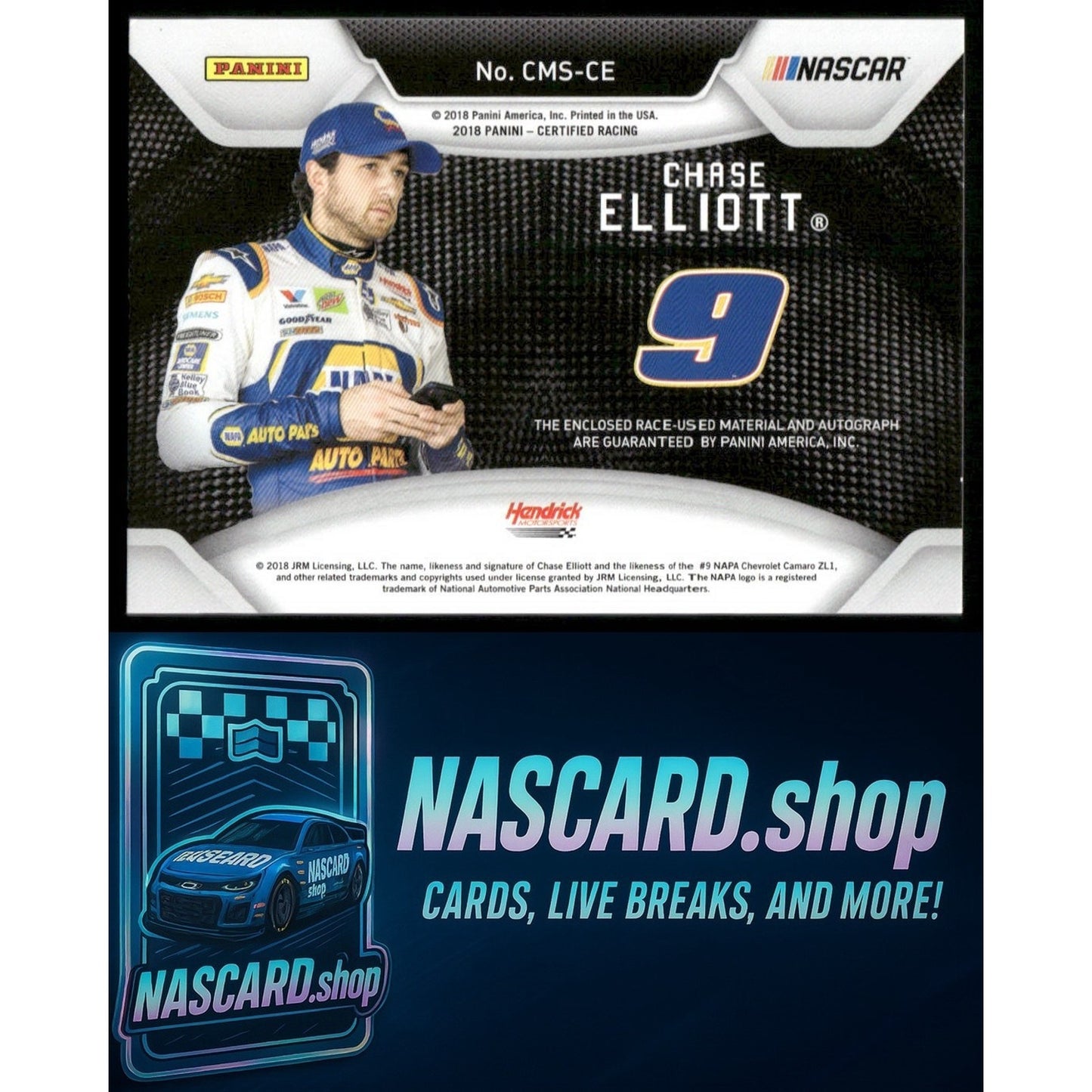 2018 Panini Certified Materials Signatures Chase Elliott Green #5/5 On Card Auto