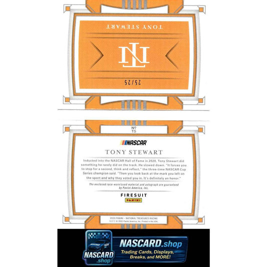2020 National Treasures Tony Stewart Jumbo Firesuit Signature Booklet #25/25