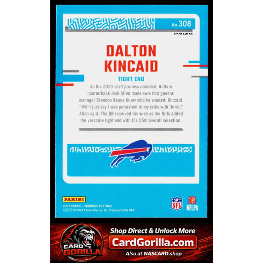 2023 Donruss #308 Dalton Kincaid Optic Rated Rookie Preview Red & Green Prizm