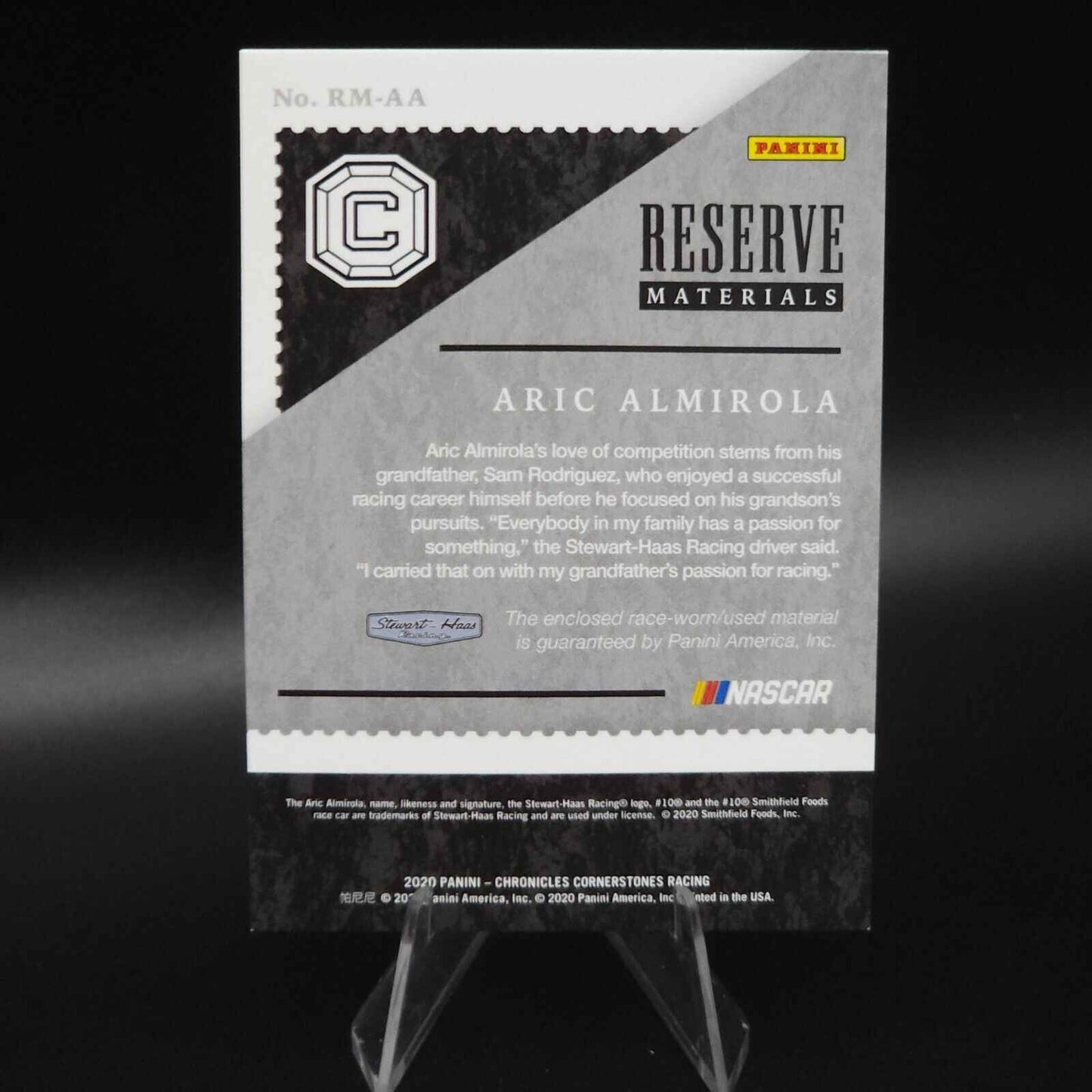 2020 Panini Chronicles - Reserve Materials Aric Almirola #RM-AA /49 - NASCARD.shop
