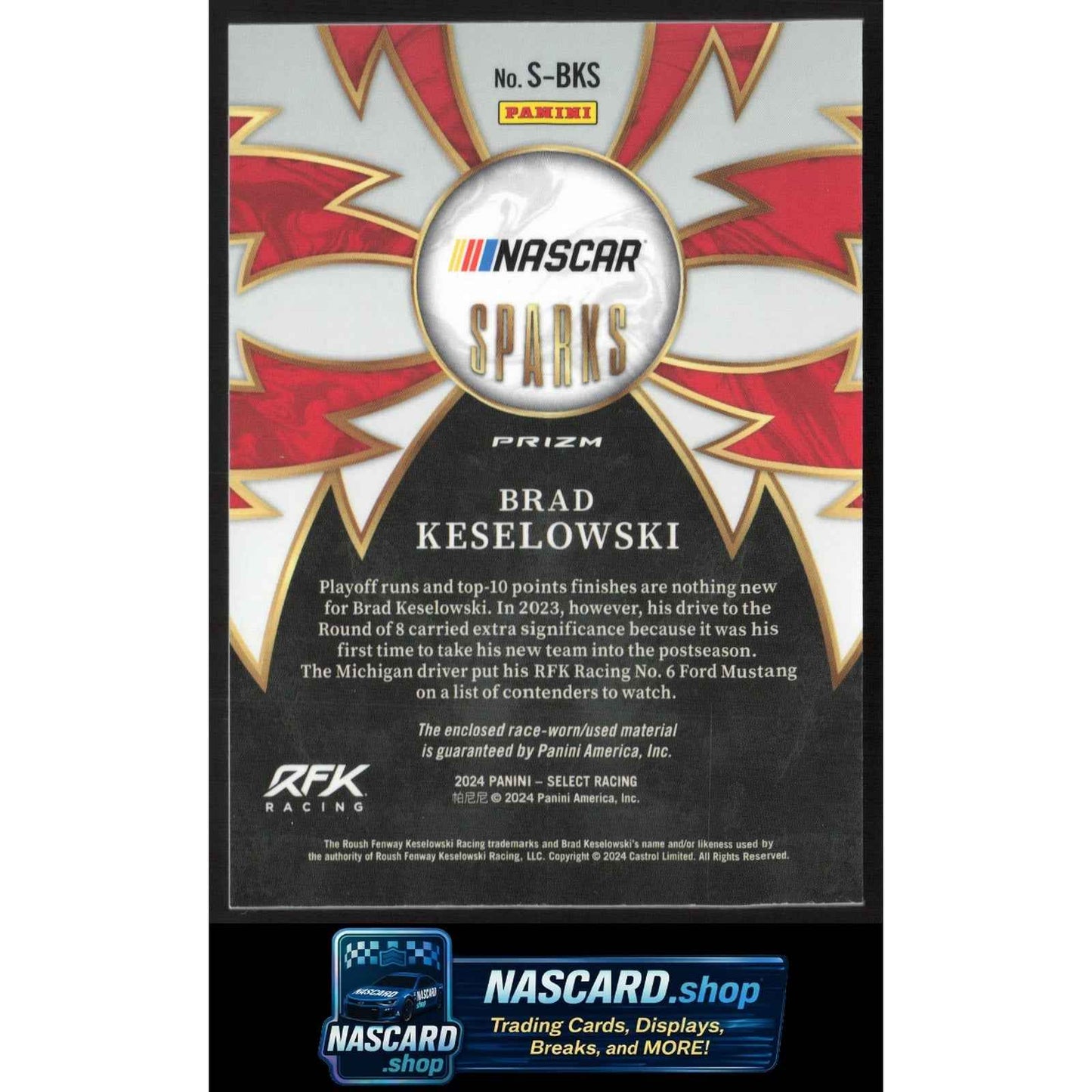 2024 Panini Select #S-BKS Brad Keselowski Sparks Flash Prizms