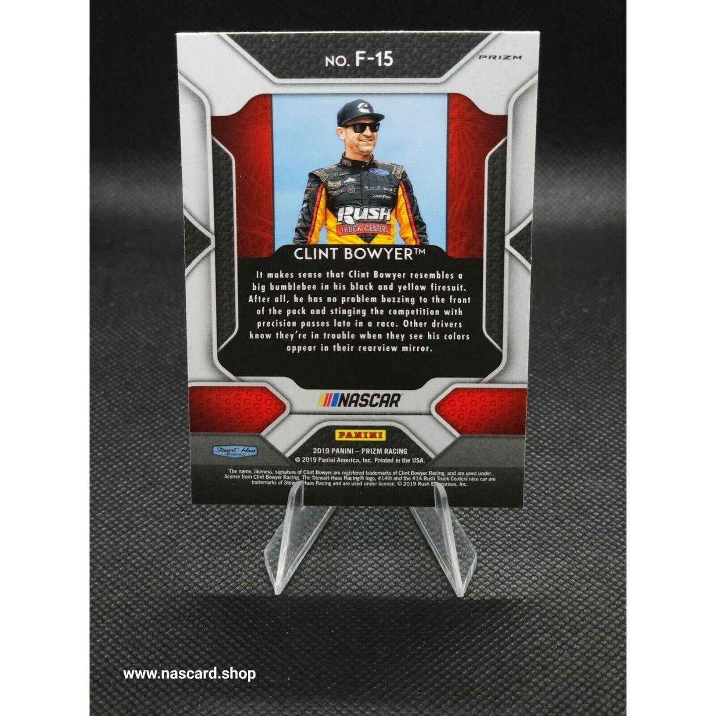 2019 Panini Prizm Fireworks White Sparkle Prizm #F-15 Clint Bowyer - NASCARD.shop