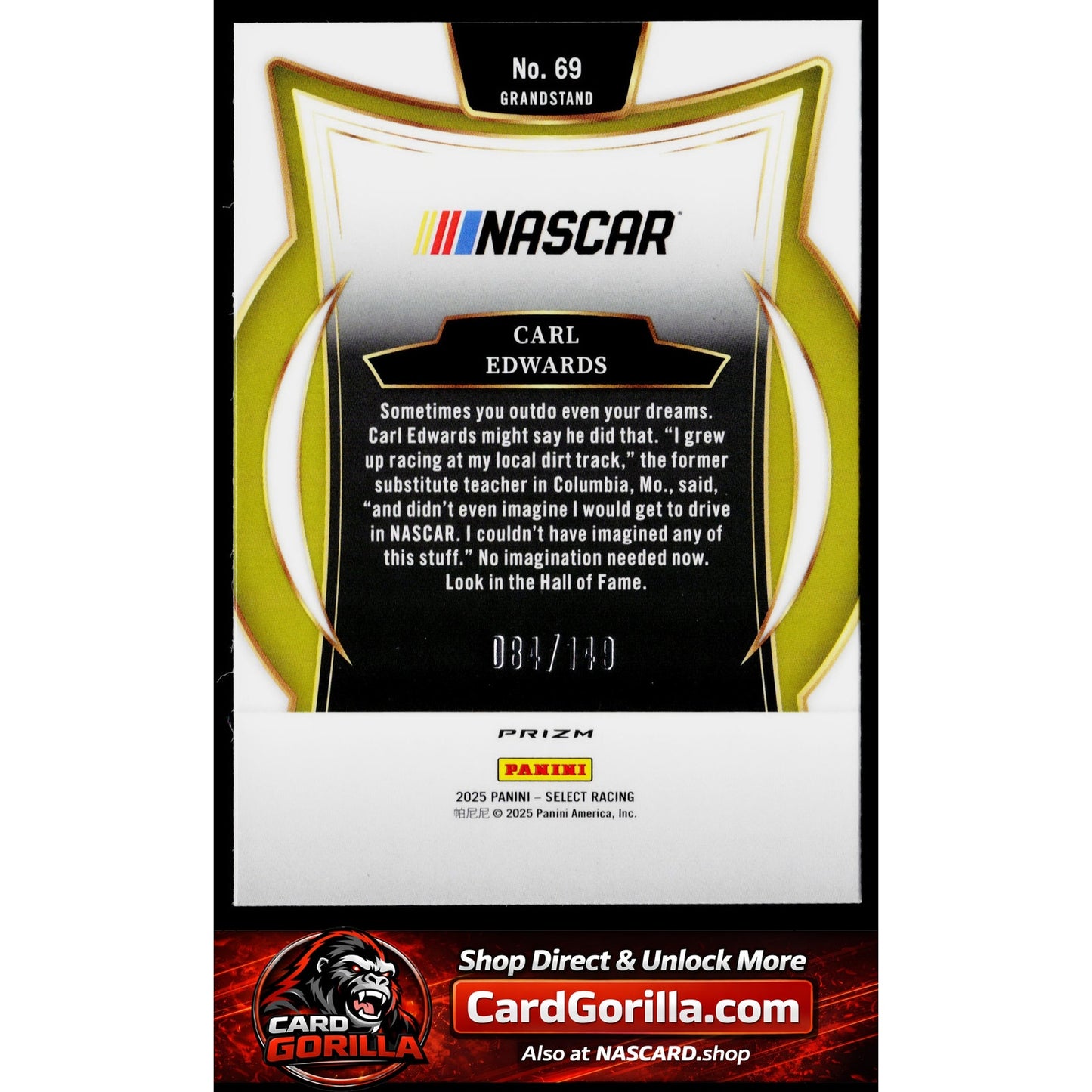 2025 Panini Select #69 Carl Edwards Black and White Prizms #/149