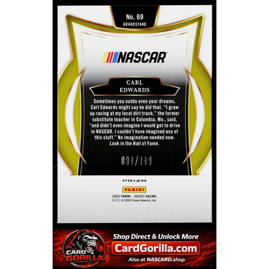 2025 Panini Select #69 Carl Edwards Black and White Prizms #/149