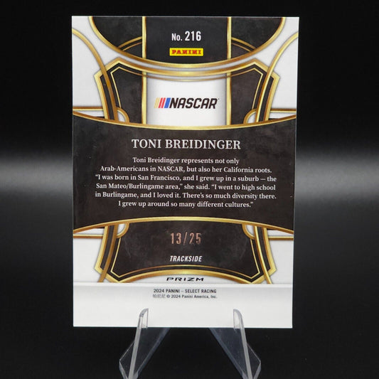 2024 Panini Select - Trackside Red and Blue Prizm #216 Toni Breidinger /25 - NASCARD.shop