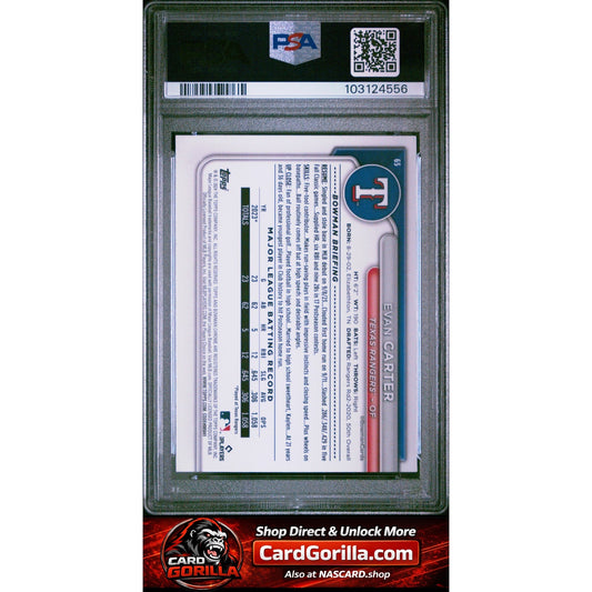 2024 Bowman Chrome #65 Evan Carter Gold Refractor #/50 PSA 10