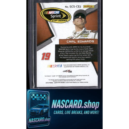 2016 Panini Certified #SCS-CE2 Carl Edwards Sprint Cup Swatches Mirror Blue #/50