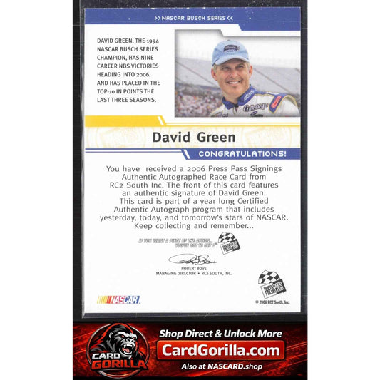2006 Press Pass #NNO David Green Signings Gold #/50