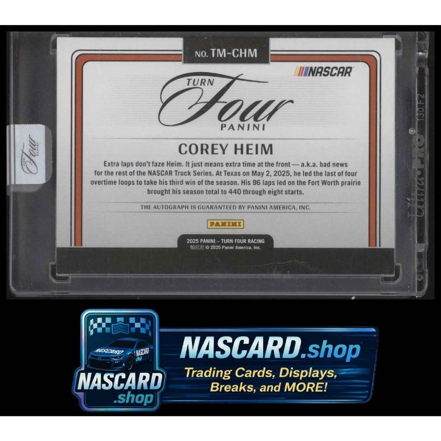 2025 Panini Turn Four #TM-CHM Corey Heim Timeless Moments Holo Silver #/75