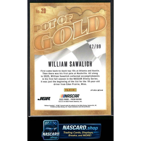 2025 Panini Prizm #20 William Sawalich Pot Of Gold Red #/99