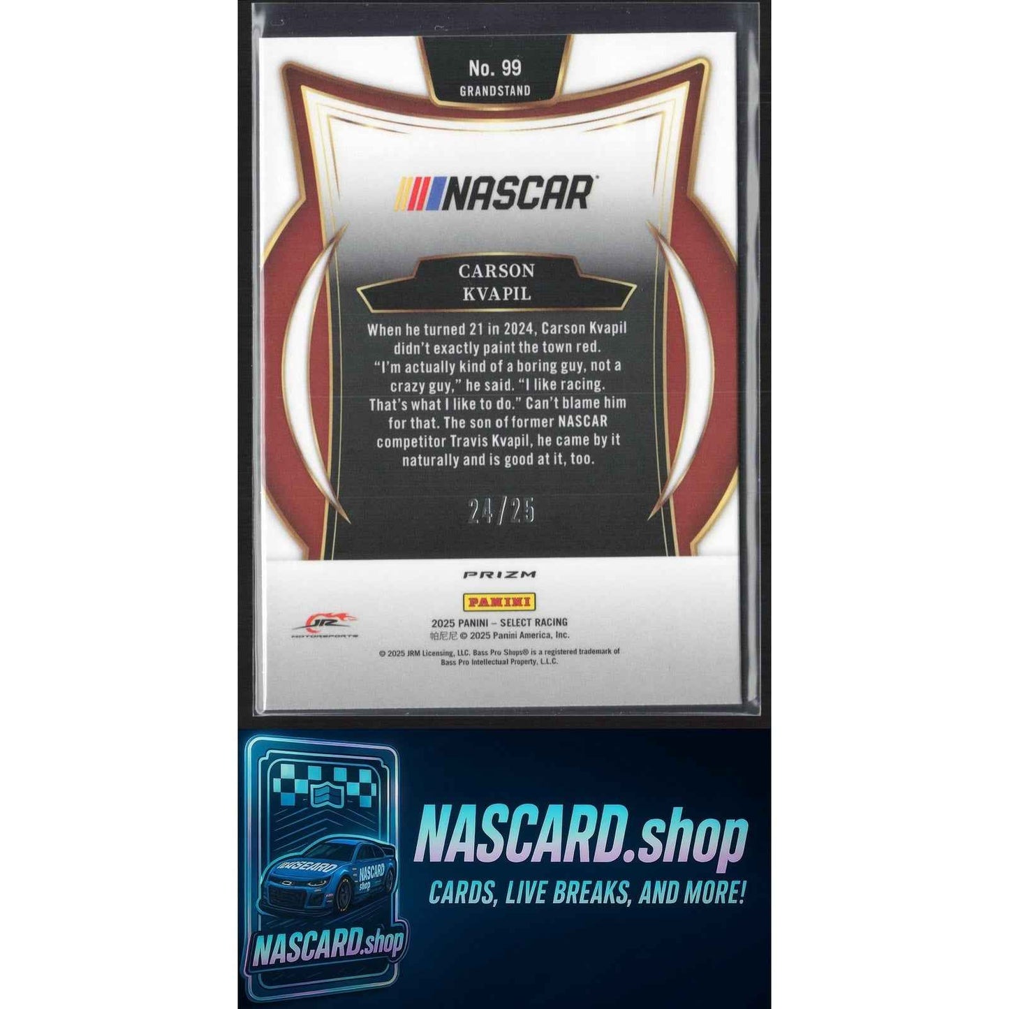 2025 Panini Select #99 Carson Kvapil Tie-Dye Prizms #/25