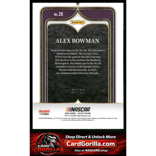 2025 Panini Select #28 Alex Bowman Select Numbers Red Prizms #/99