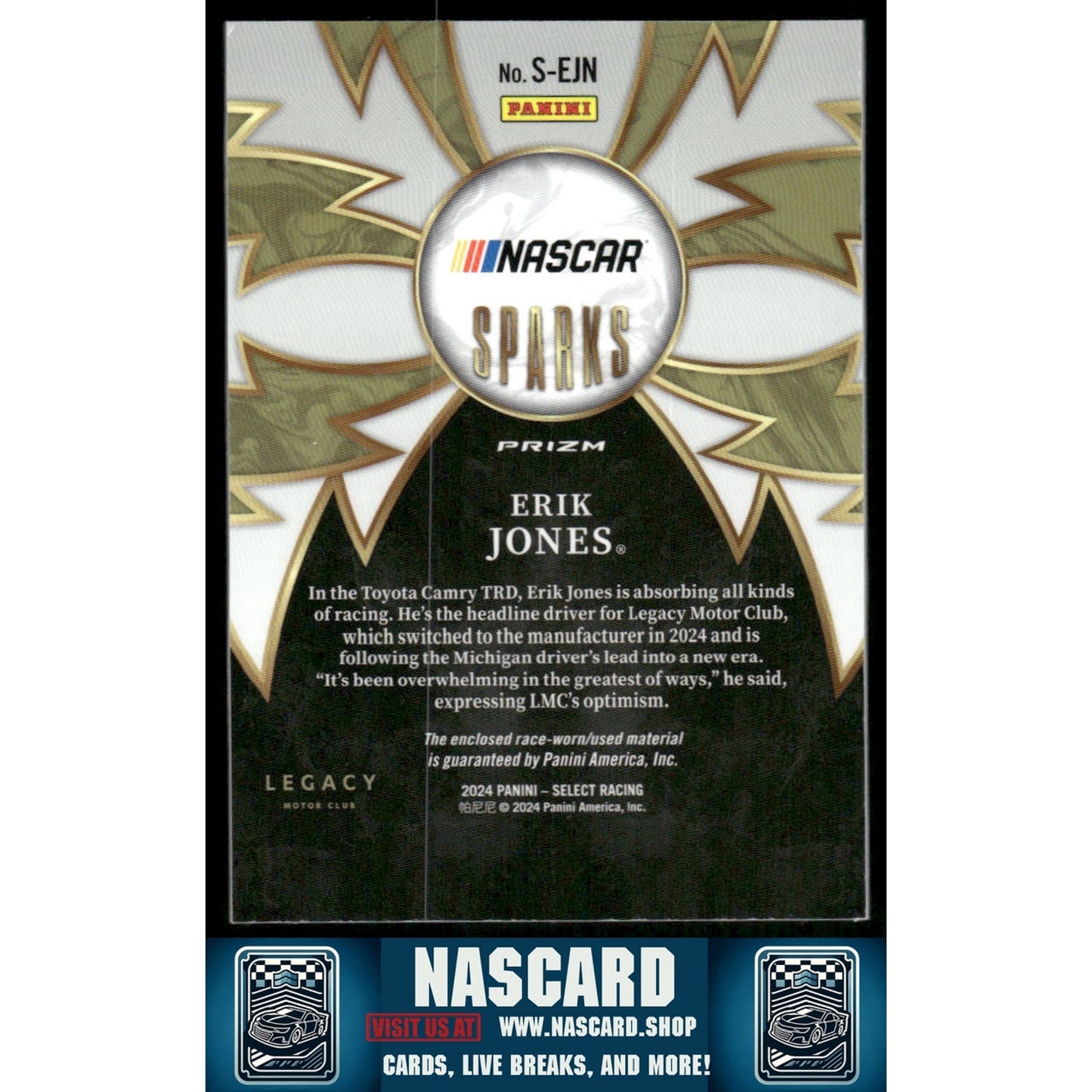 2024 Panini Select #S-EJN Erik Jones Sparks Flash Prizms - NASCARD.shop