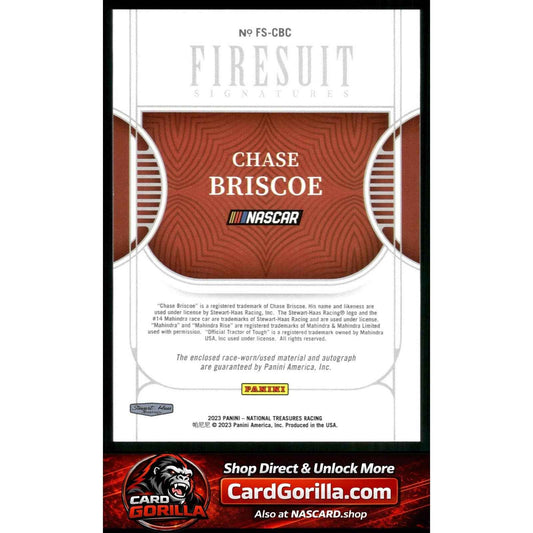 2024 National Treasures Chase Briscoe 2023 Firesuit Signatures Silver #/49