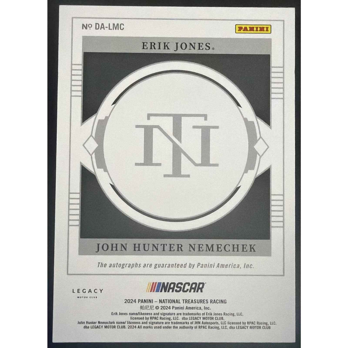 2024 National Treasures Erik Jones John Hunter Nemechek Dual Auto Holo Gold /10