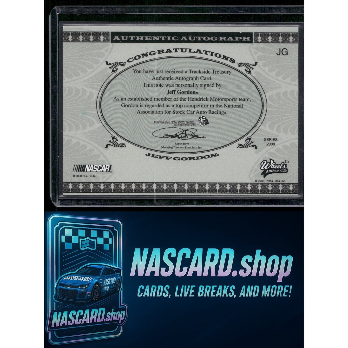 2008 Wheels Jeff Gordon Trackside Treasury Autographs Gold #25/25 - NASCARD.shop