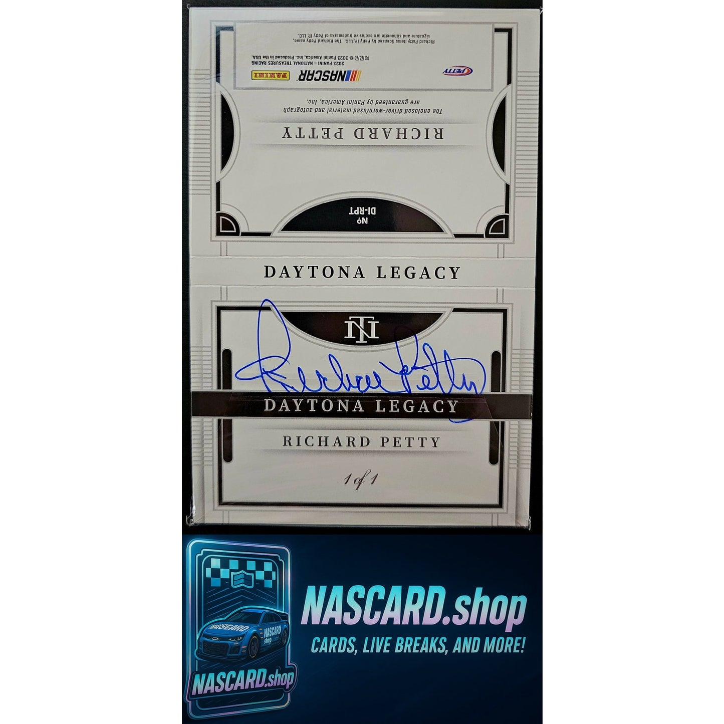 2023 National Treasures Richard Petty Daytona Legacy Booklet Platinum Blue 1/1