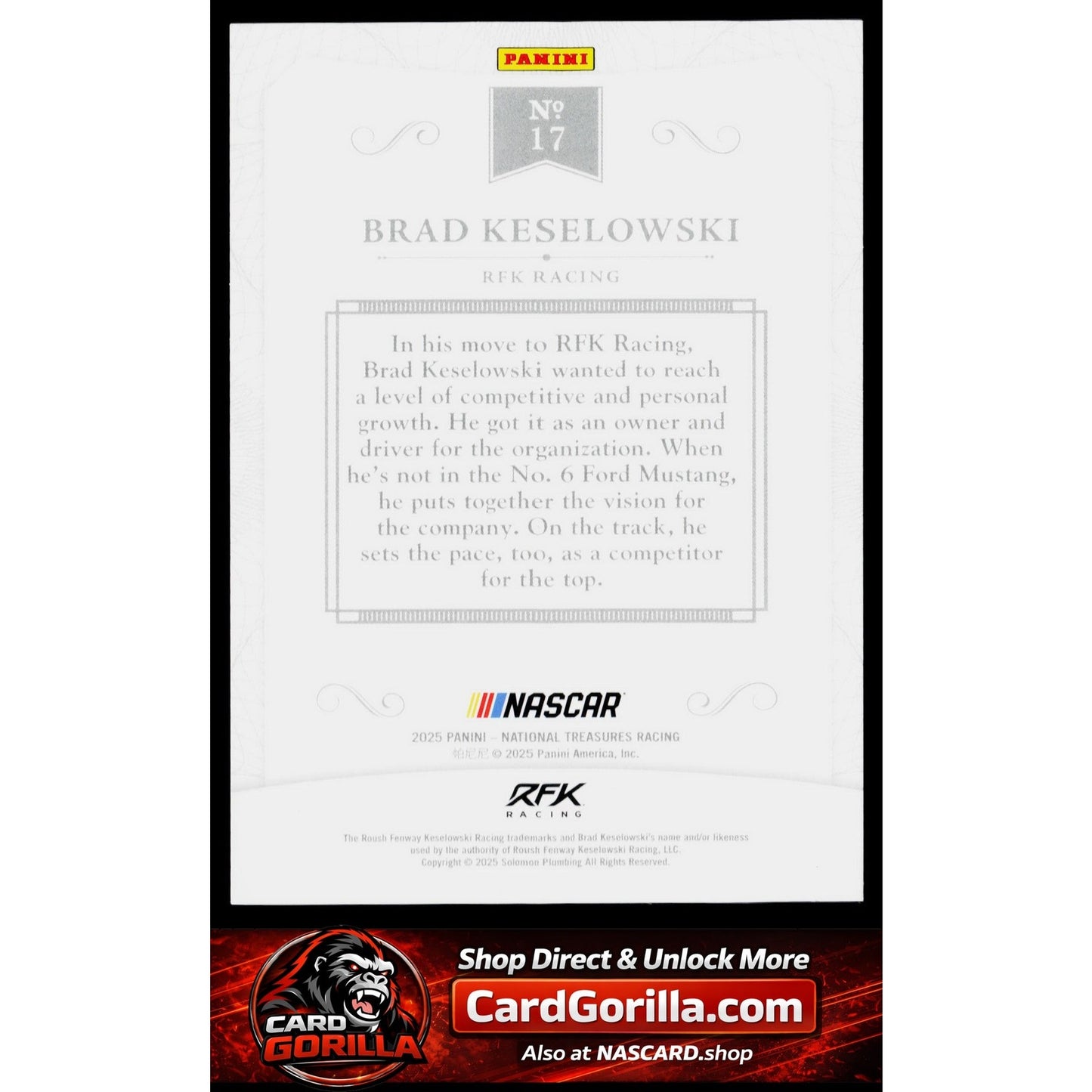 2025 Panini National Treasures #17 Brad Keselowski 2016 Throwback #35/35