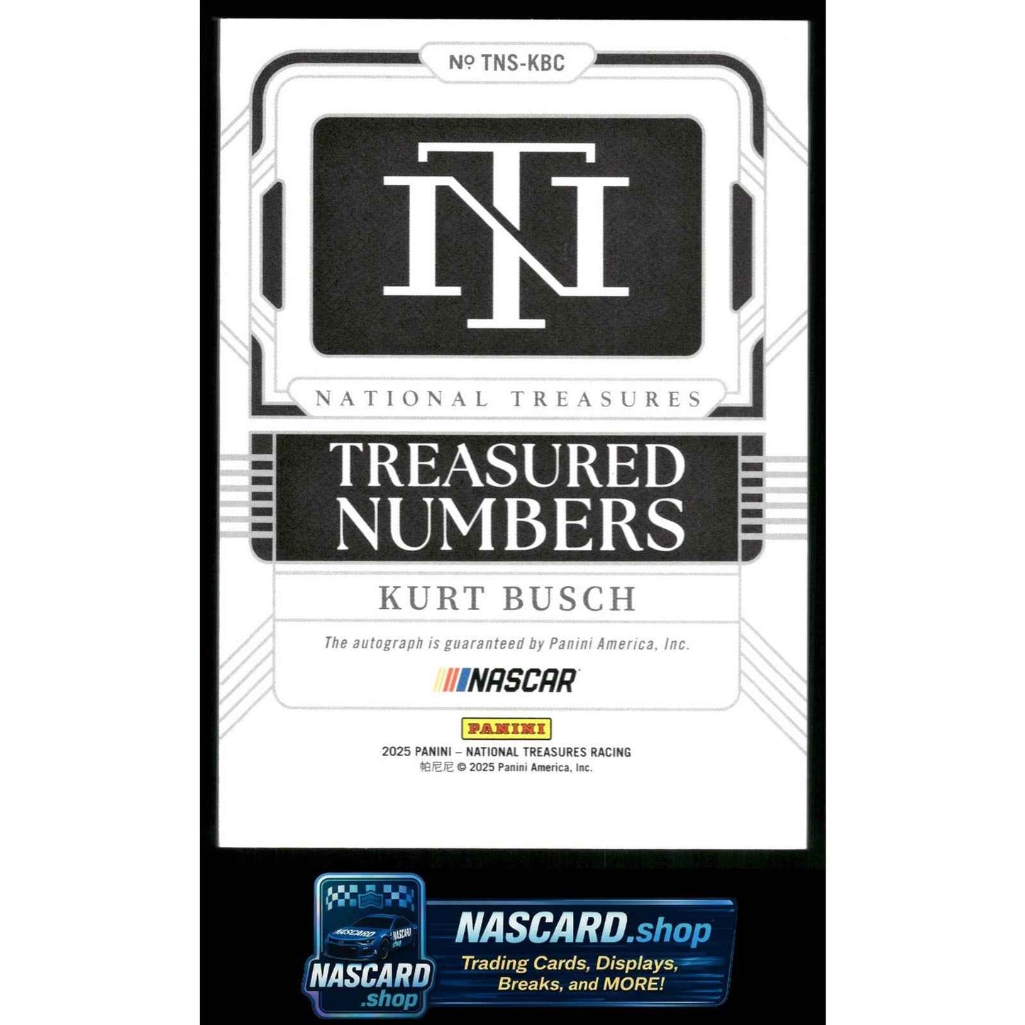 2025 Panini National Treasures Kurt Busch Treasured Numbers Signatures #/99