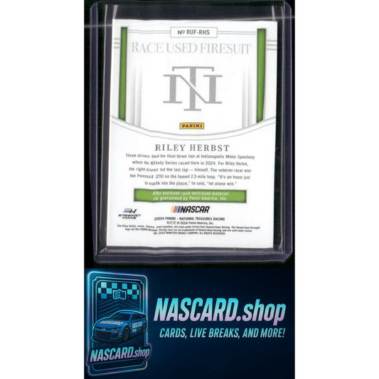 2024 Panini National Treasures #RUF-RHS Riley Herbst Race Used Firesuit #/99 - NASCARD.shop