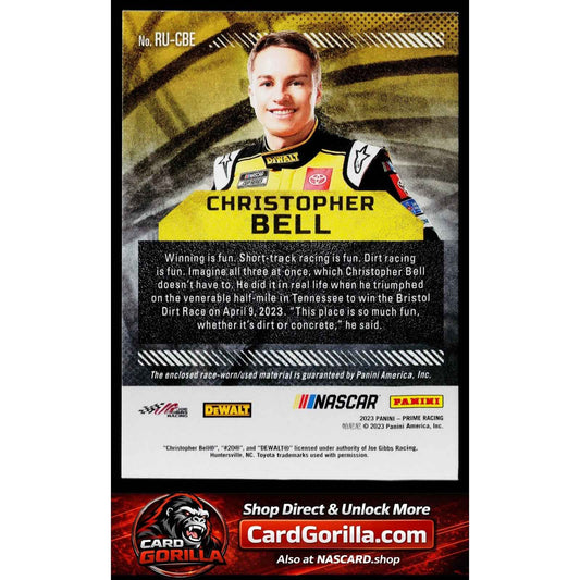2023 Panini Prime #RU-CBE Christopher Bell Race Used Tires Holo Gold #/25