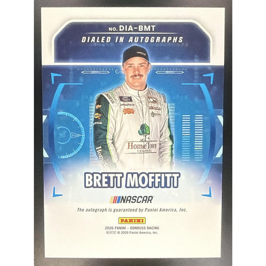 2026 Panini Donruss NASCAR Racing Brett Moffitt #14 Dialed In Auto Blue Ice