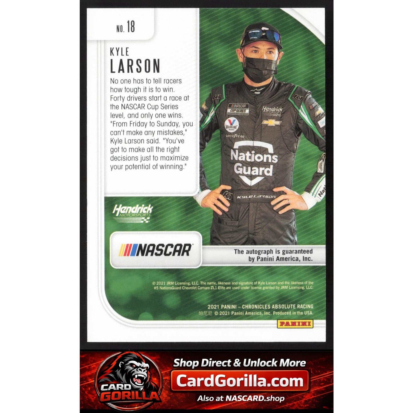 2021 Panini Chronicles #18 Kyle Larson Absolute Autographs
