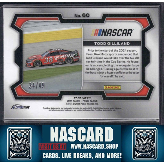 2024 Panini Prizm #60 Todd Gilliland Carolina Blue