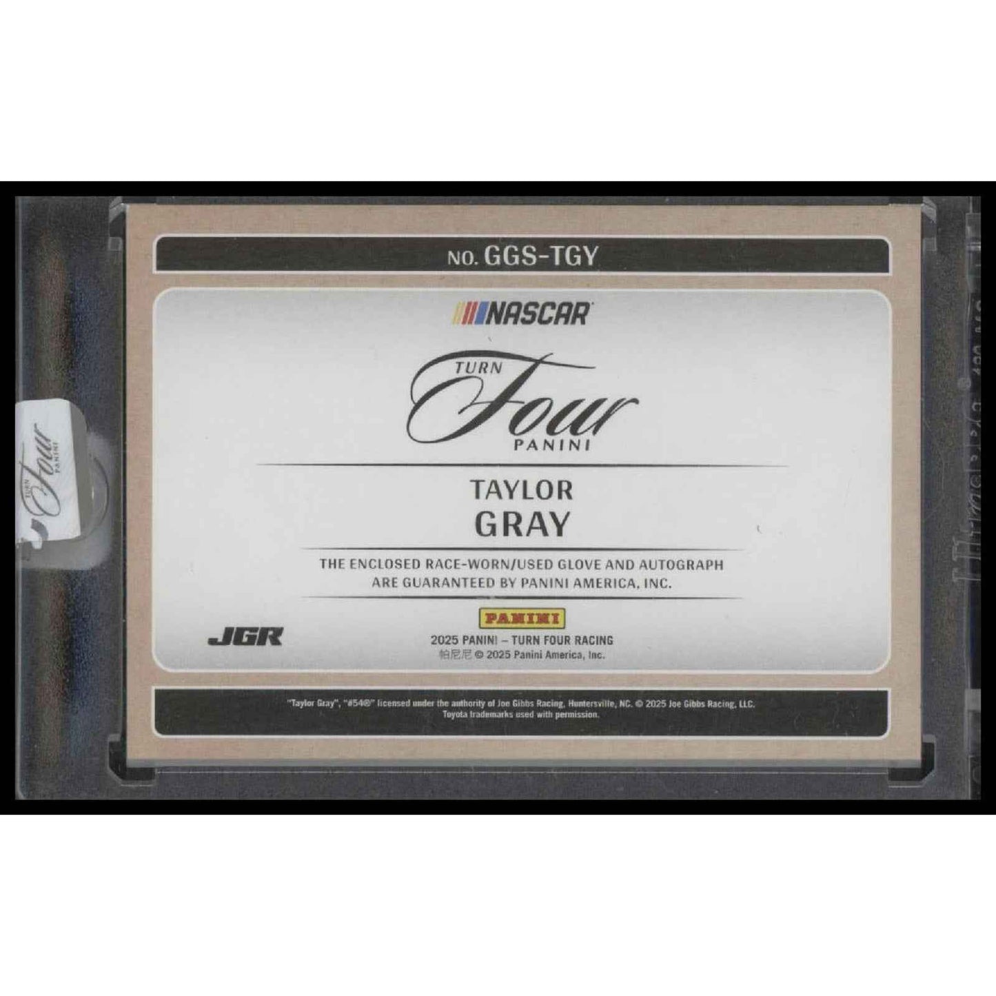 2025 Panini Turn Four #GGS-TGY Taylor Gray Get a Grip Signatures Blue #/20