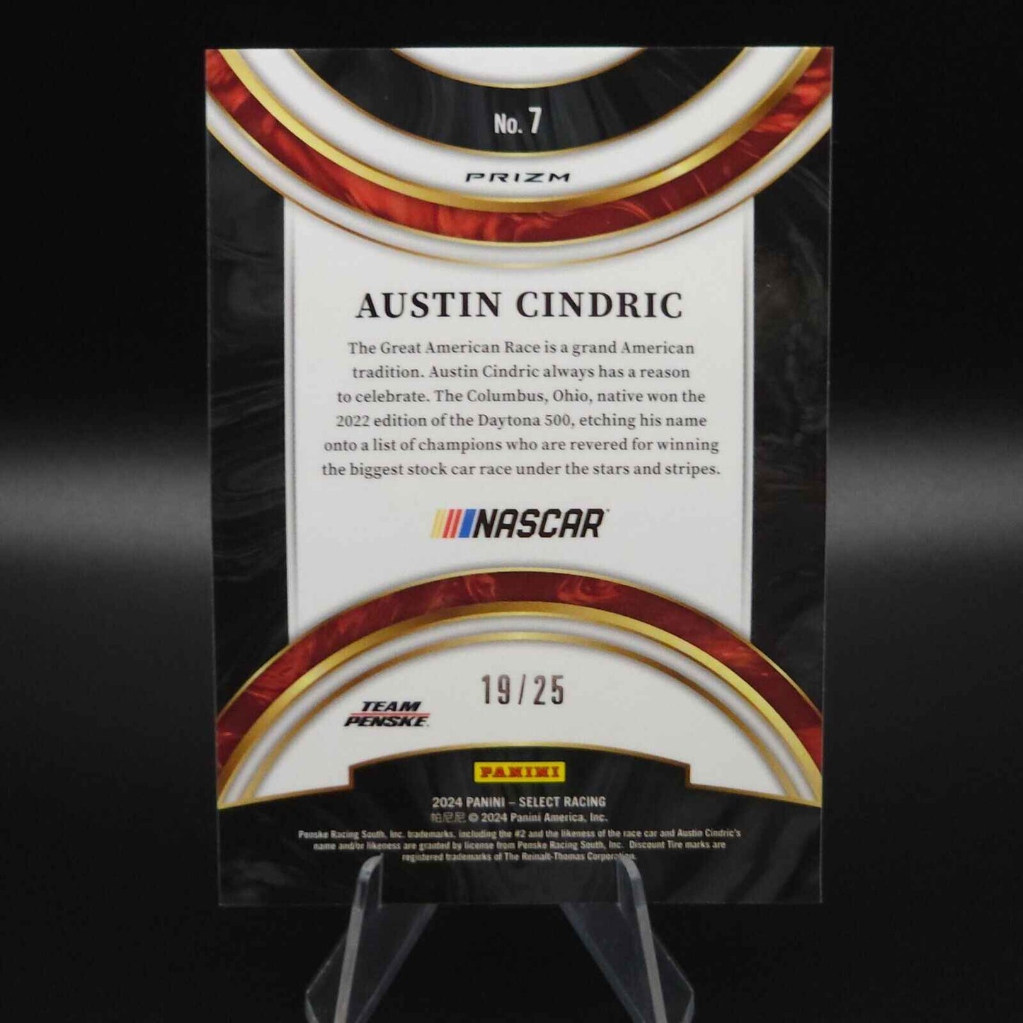 2024 Panini Select - American Pride Tie-Dye Prizm #7 Austin Cindric /25 - NASCARD.shop