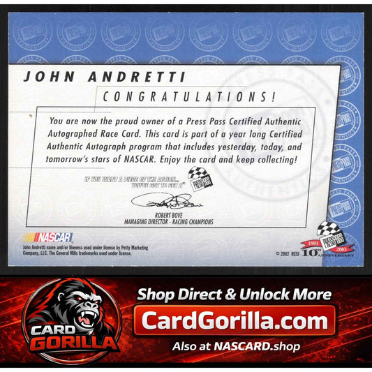 2003 Press Pass #NNO John Andretti Autographs