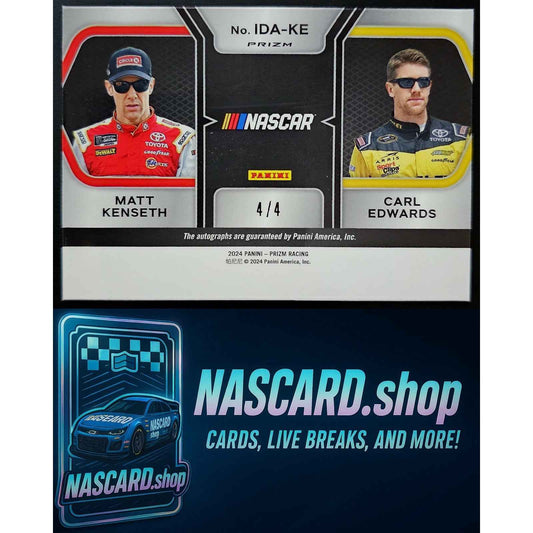 2024 Prizm Matt Kenseth Carl Edwards Iconic Dual Autographs Blue Shimmer 4/4