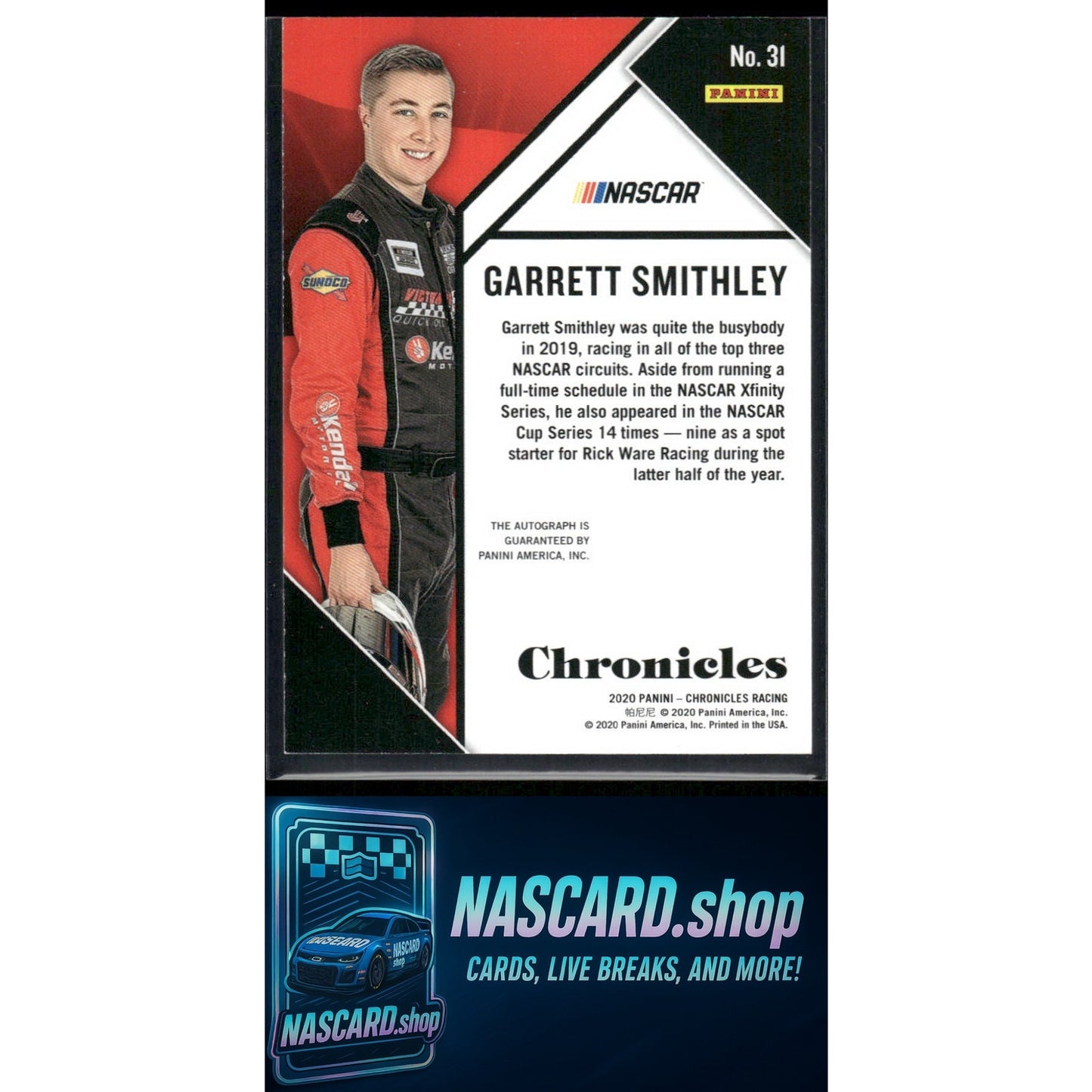2020 Panini Chronicles #31 Garrett Smithley Chronicles Autographs #/199
