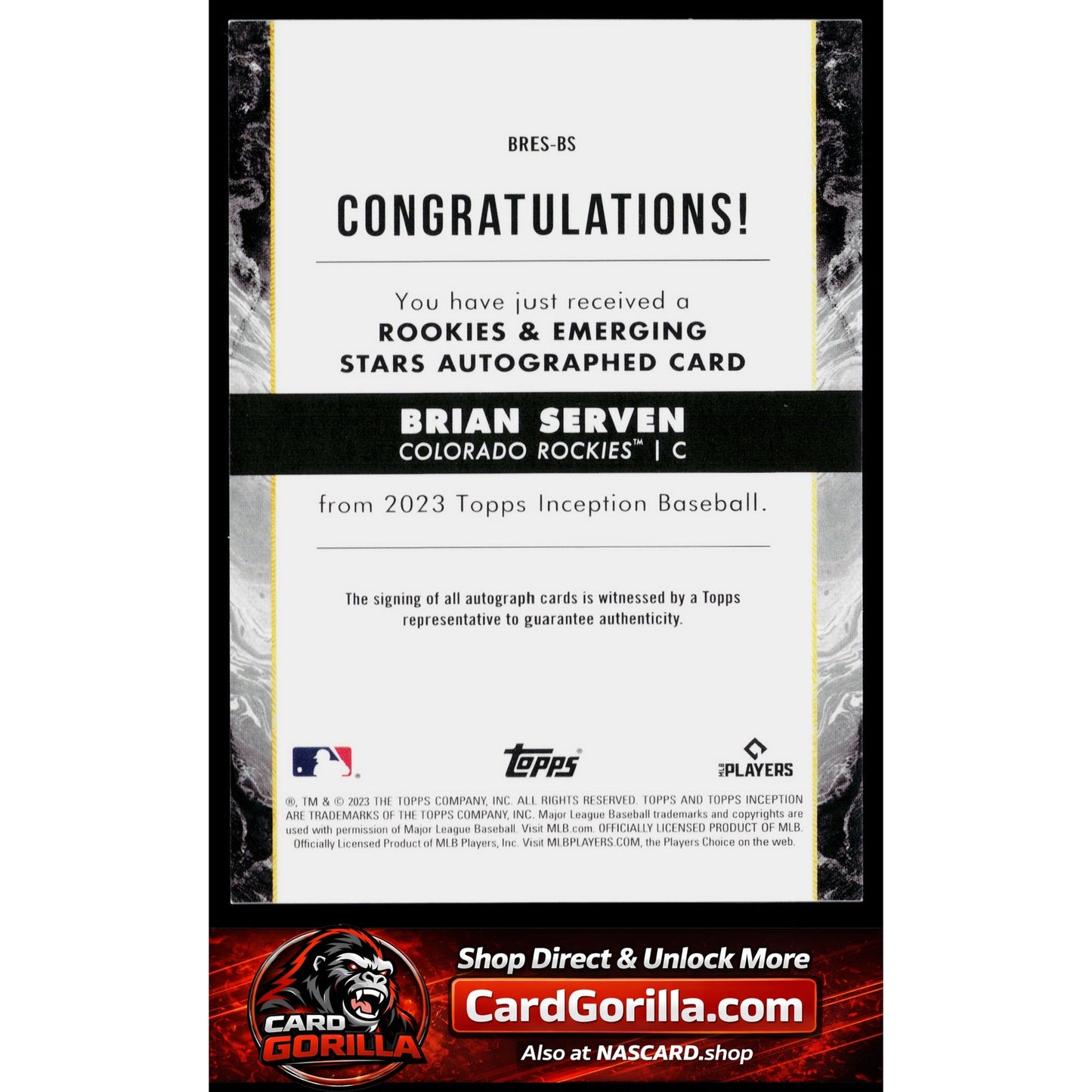 2023 Topps Inception Brian Serven Rookie & Emerging Stars Autographs Green #/125