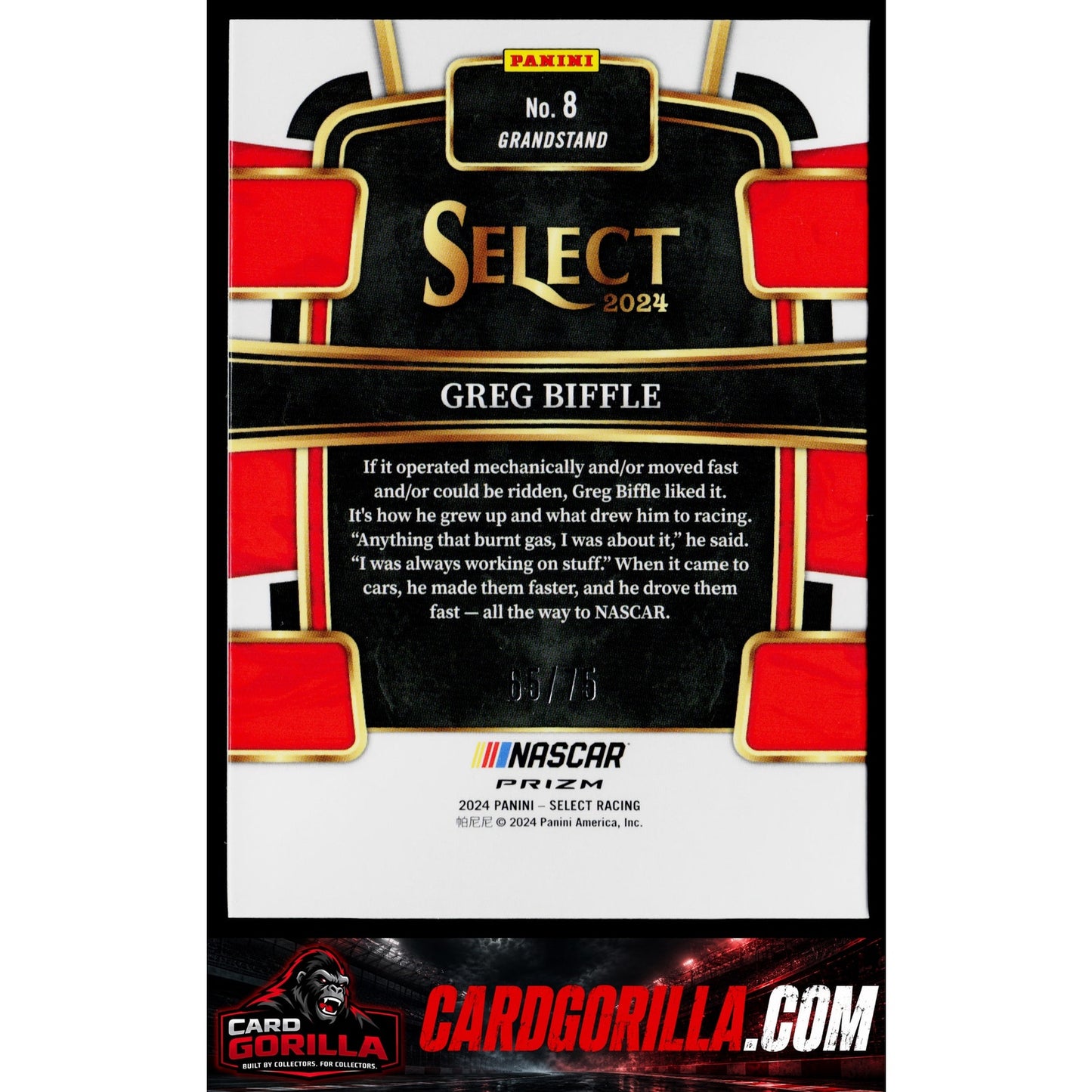 2024 Panini Select #8 Greg Biffle Neon Green Prizms #/75