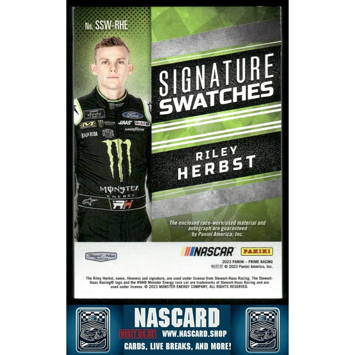 2023 Prime Signature Swatches Red Riley Herbst /25 - NASCARD.shop