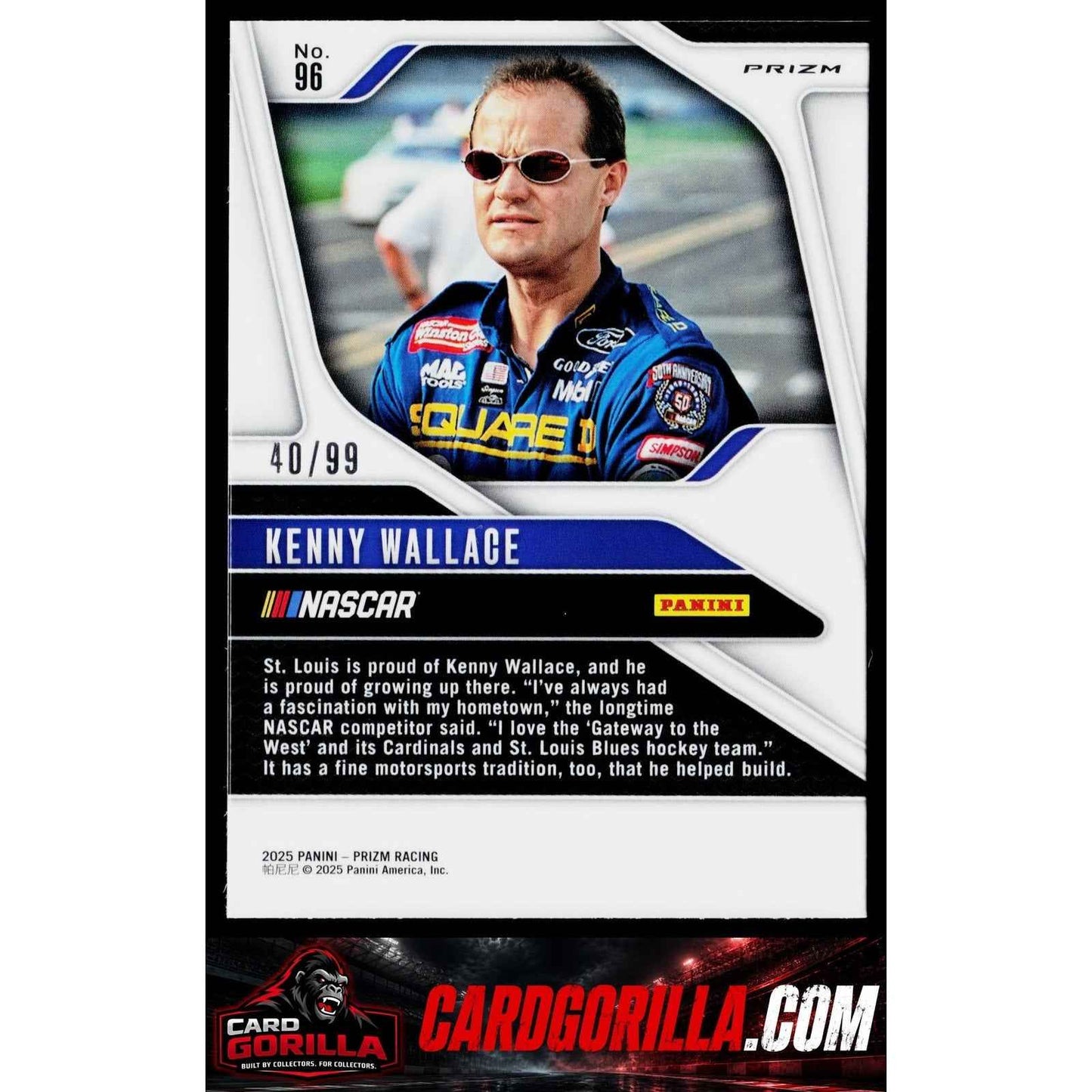 2025 Panini Prizm #96 Kenny Wallace Purple #/99