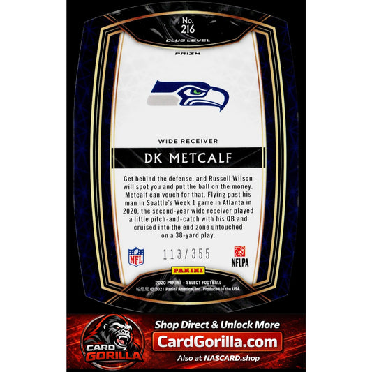 2020 Panini Select #216 DK Metcalf Copper Prizm Die Cut #/355